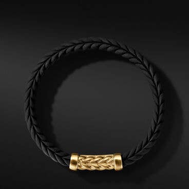 Chevron Black Rubber Bracelet with 18K Yellow Gold