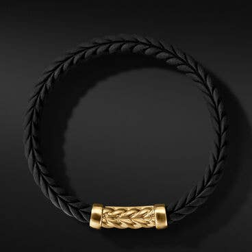 Chevron Black Rubber Bracelet with 18K Yellow Gold