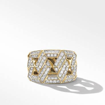 Carlyle Ring in 18K Yellow Gold with Pavé Diamonds