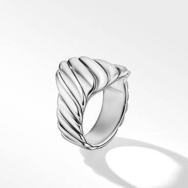Sculpted Cable Contour Ring in Sterling Silver, 17mm