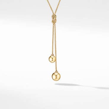 Solari Y Necklace in 18K Yellow Gold with Pavé Diamonds