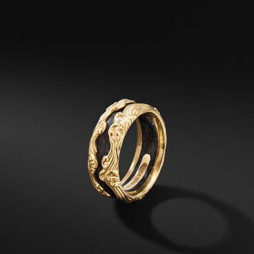 Waves Forged Carbon Band Ring in 18K Yellow Gold