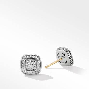 Petite Albion® Stud Earrings in Sterling Silver with Pavé Diamonds