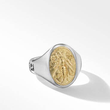 Petrvs® Bee Signet Ring with 18K Yellow Gold