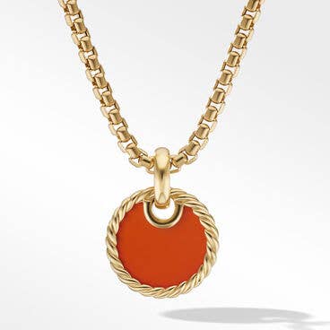 DY Elements® Disc Pendant in 18K Yellow Gold with Carnelian