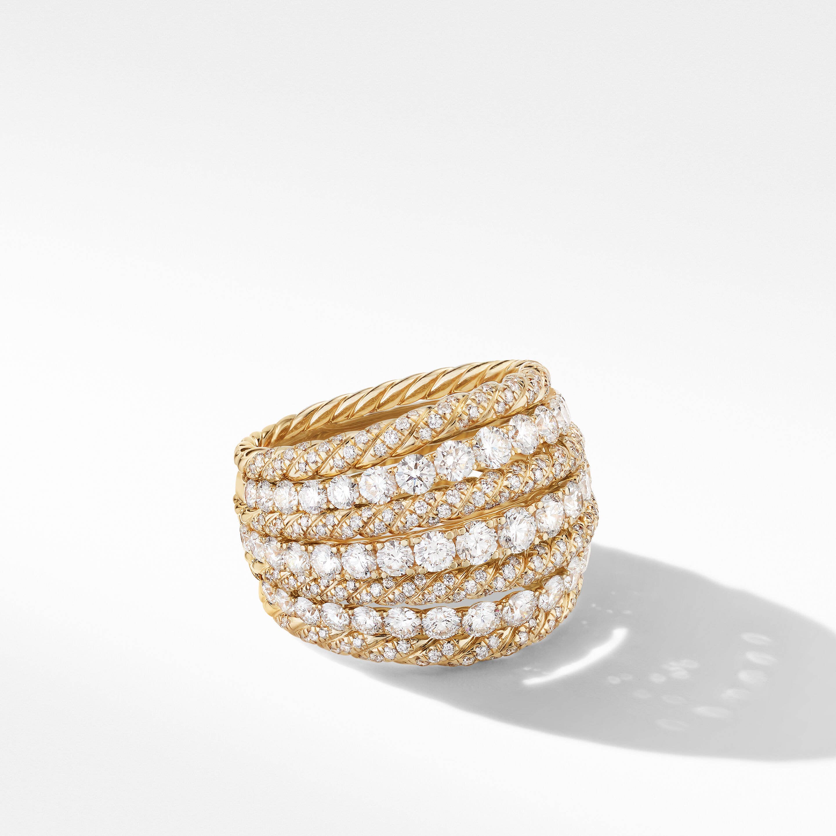 Floating Diamonds Dome Ring in Yellow Gold