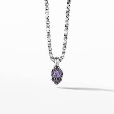 Skull Charm with Full Pavé Purple Sapphires and 18K White Gold