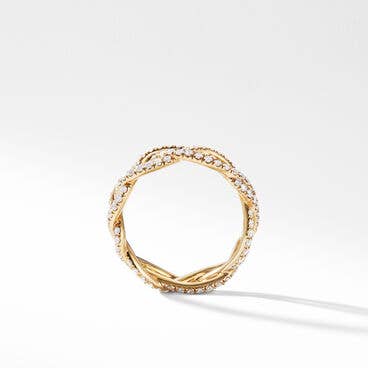 DY Wisteria® Band Ring in 18K Yellow Gold with Pavé Diamonds