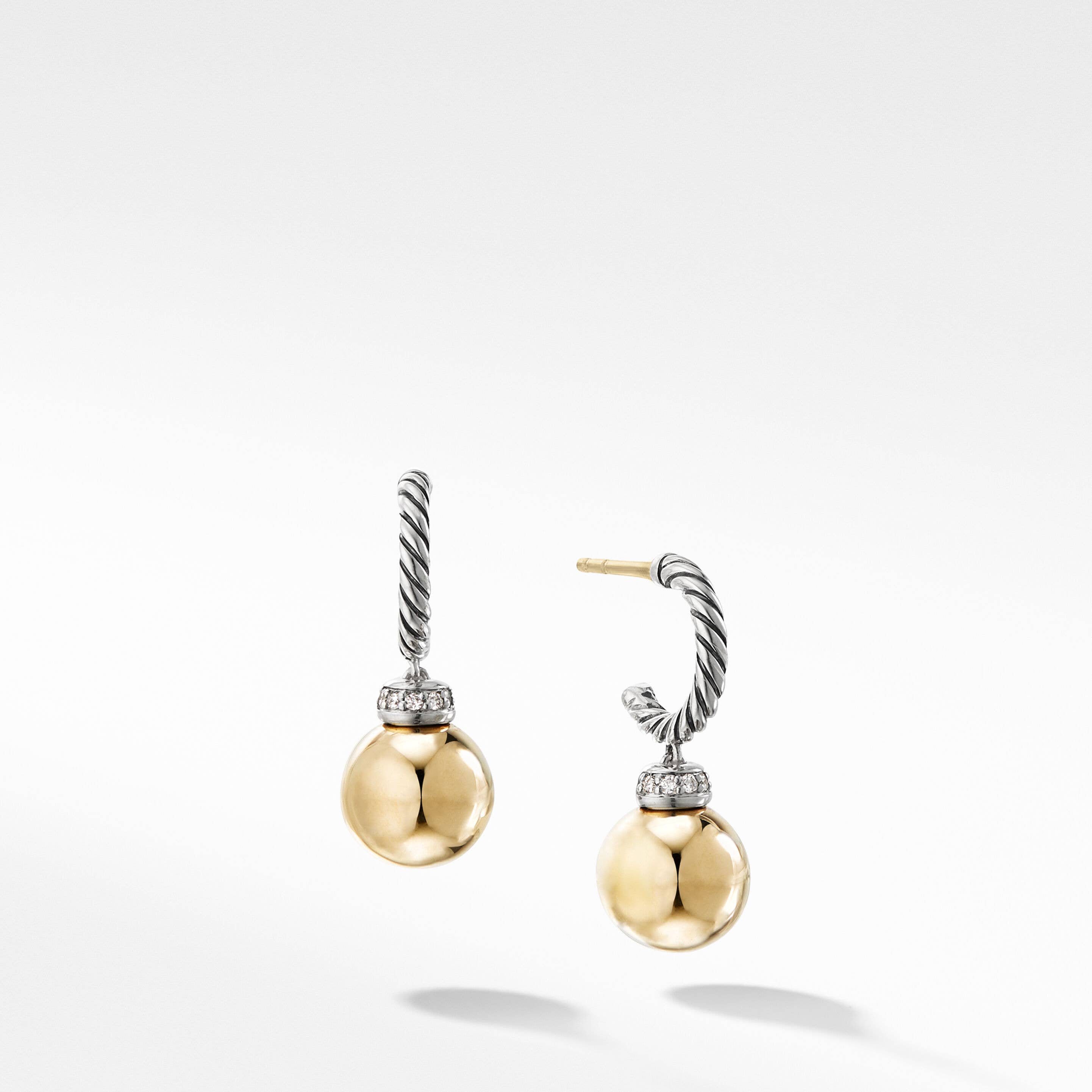 Solari Drop Earrings with 18K Yellow Gold and Pavé Diamonds