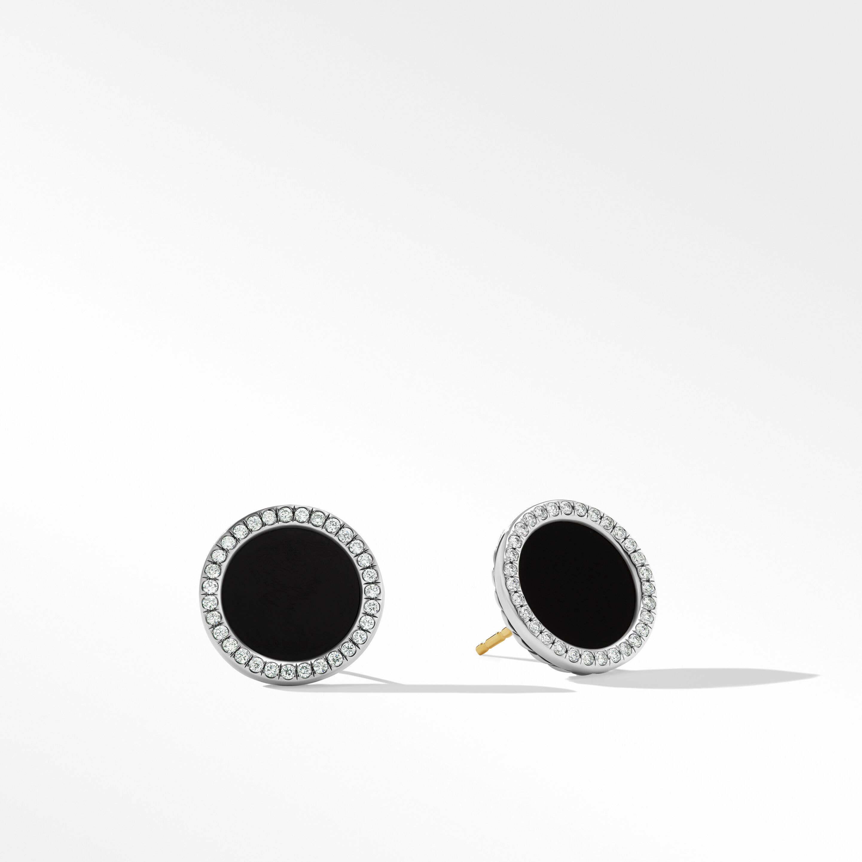 DY Elements® Stud Earrings in Sterling Silver with Black Onyx and Pavé Diamonds