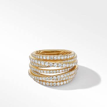Pavé Crossover Ring in 18K Yellow Gold, 16mm