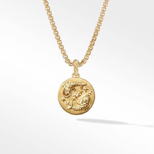 Pisces Amulet in 18K Yellow Gold with Diamonds