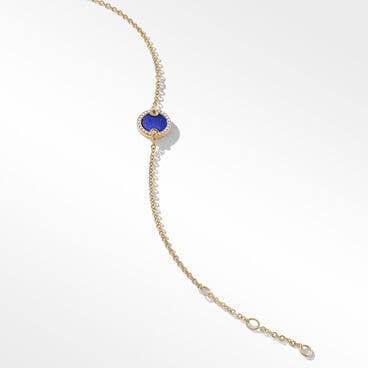 Petite DY Elements® Center Station Chain Bracelet in 18K Yellow Gold with Lapis and Pavé Diamonds