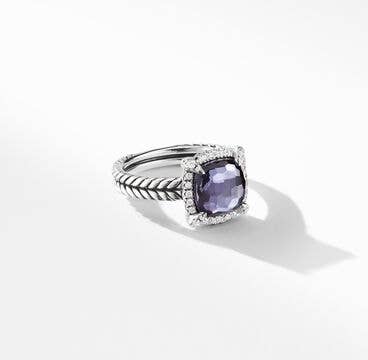 Chatelaine® Pavé Bezel Ring with Black Orchid and Diamonds