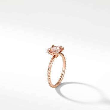 Chatelaine® Ring in 18K Rose Gold with Morganite and Pavé Diamonds