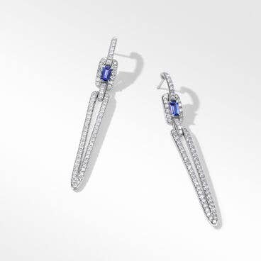 Stax Elongated Drop Earrings in 18K White Gold with Pavé Diamonds and Tanzanite