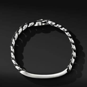 Curb Chain ID Bracelet in Sterling Silver with Pavé Black Diamonds