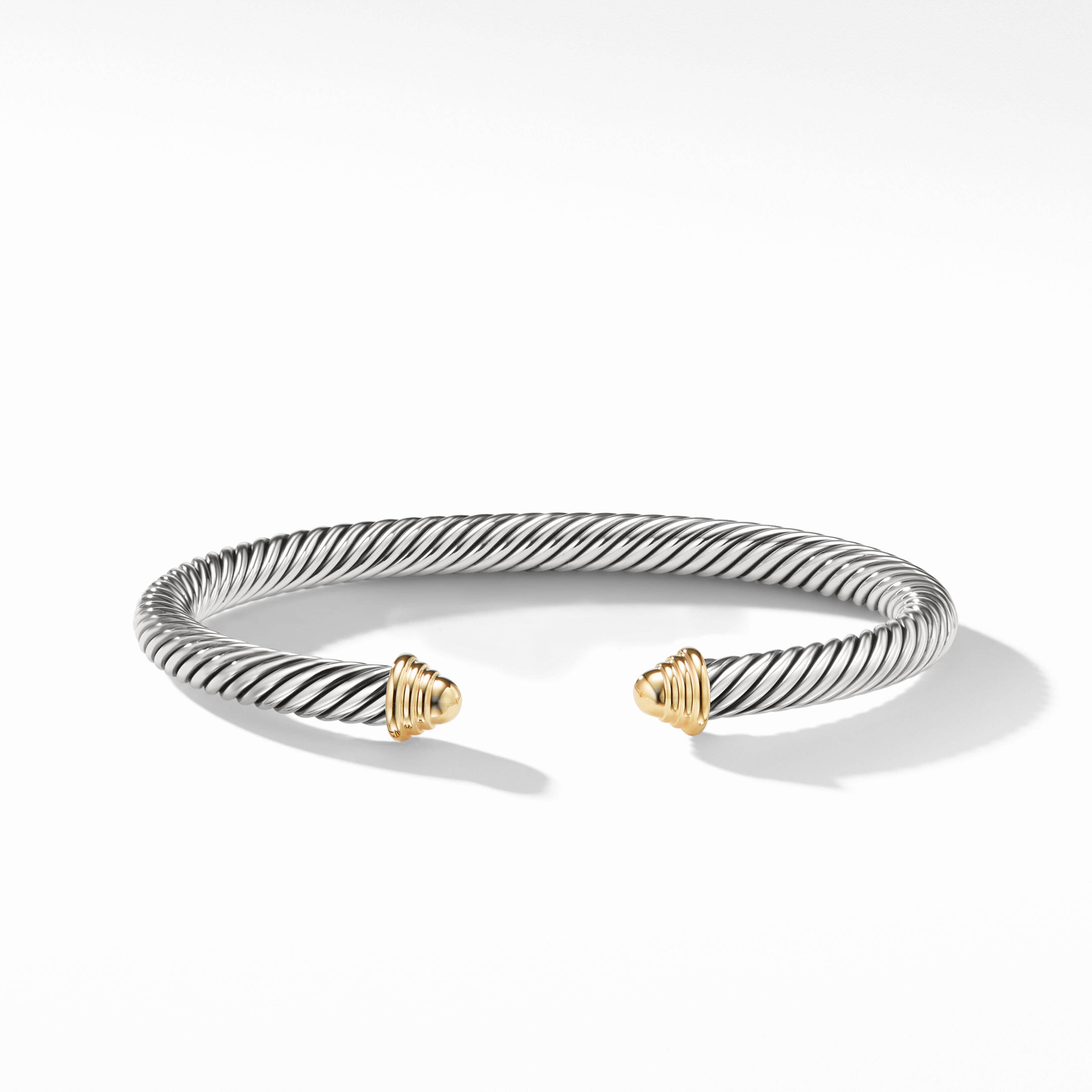 Cable Classics Bracelet in Sterling Silver with 14K Yellow Gold Domes