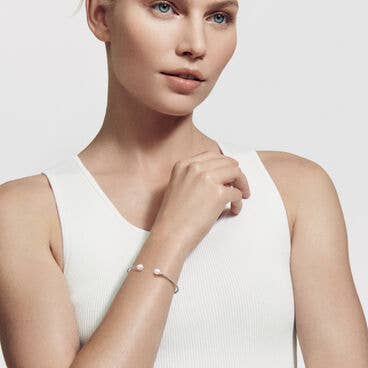 Petite Solari Pearl Bracelet in 18K White Gold with Pavé Diamonds