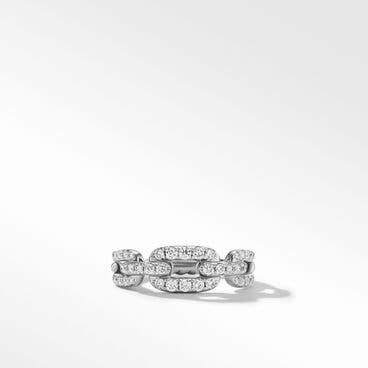 Stax Chain Link Ring in 18K White Gold with Pavé Diamonds