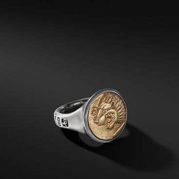 Petrvs® Lion Signet Ring with 18K Yellow Gold