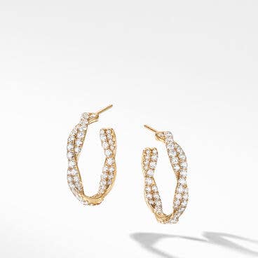 Floating Diamonds Invisible Set Hoop Earrings in 18K Yellow Gold