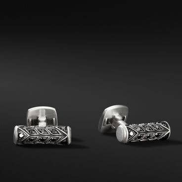 Chevron Sculpted Cufflinks with Pavé Black Diamonds