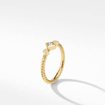 Cable Collectibles® Princess Ring in 18K Yellow Gold with Diamonds