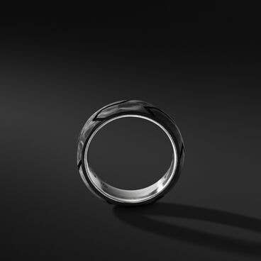 Forged Carbon Beveled Band Ring in Sterling Silver