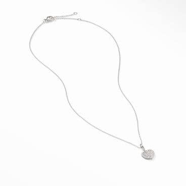 Cable Collectibles® Pavé Plate Heart Necklace in 18K White Gold with Diamonds