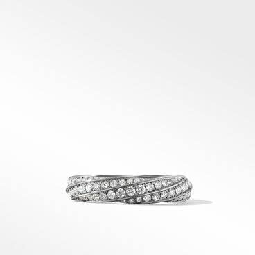 Cable Edge™ Band Ring in Recycled Sterling Silver with Pavé Diamonds