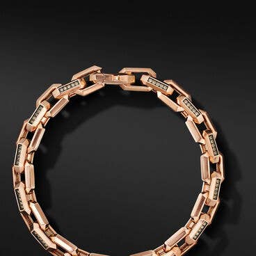 Heirloom Chain Link Bracelet in 18K Rose Gold with Pavé Cognac Diamonds