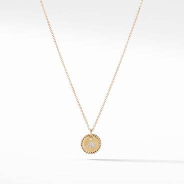 A Initial Charm Necklace in 18K Yellow Gold with Pavé Diamonds
