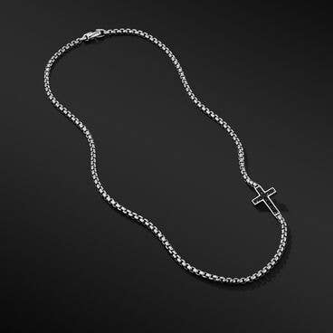 Streamline® Cross Station Necklace in Sterling Silver with Pavé Black Diamonds