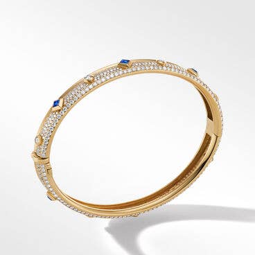 Modern Renaissance Bracelet in 18K Yellow Gold with Full Pavé Diamonds and Sapphires