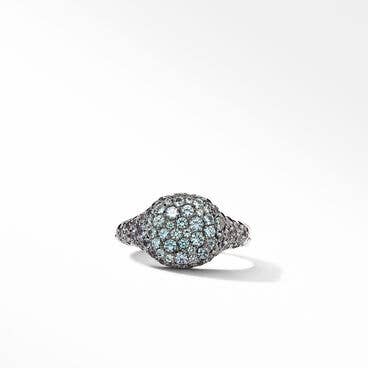 Chevron Pinky Ring in 18K White Gold with Pavé Color Change Garnets