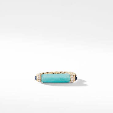 Lexington Barrel Ring in 18K Yellow Gold with Amazonite, Sapphires and Pavé Diamonds