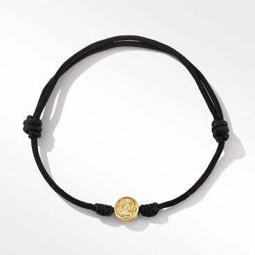 St. Christopher Black Cord Bracelet with 18K Yellow Gold