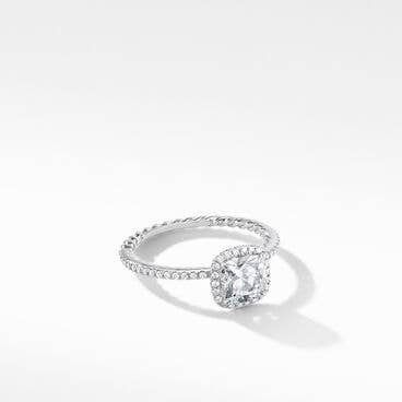 DY Eden Pavé Halo Engagement Ring in Platinum, Cushion
