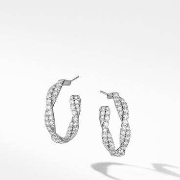 Floating Diamonds Invisible Set Hoop Earrings in 18K White Gold