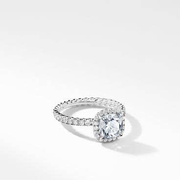 DY Capri® Pavé Engagement Ring in Platinum, Cushion