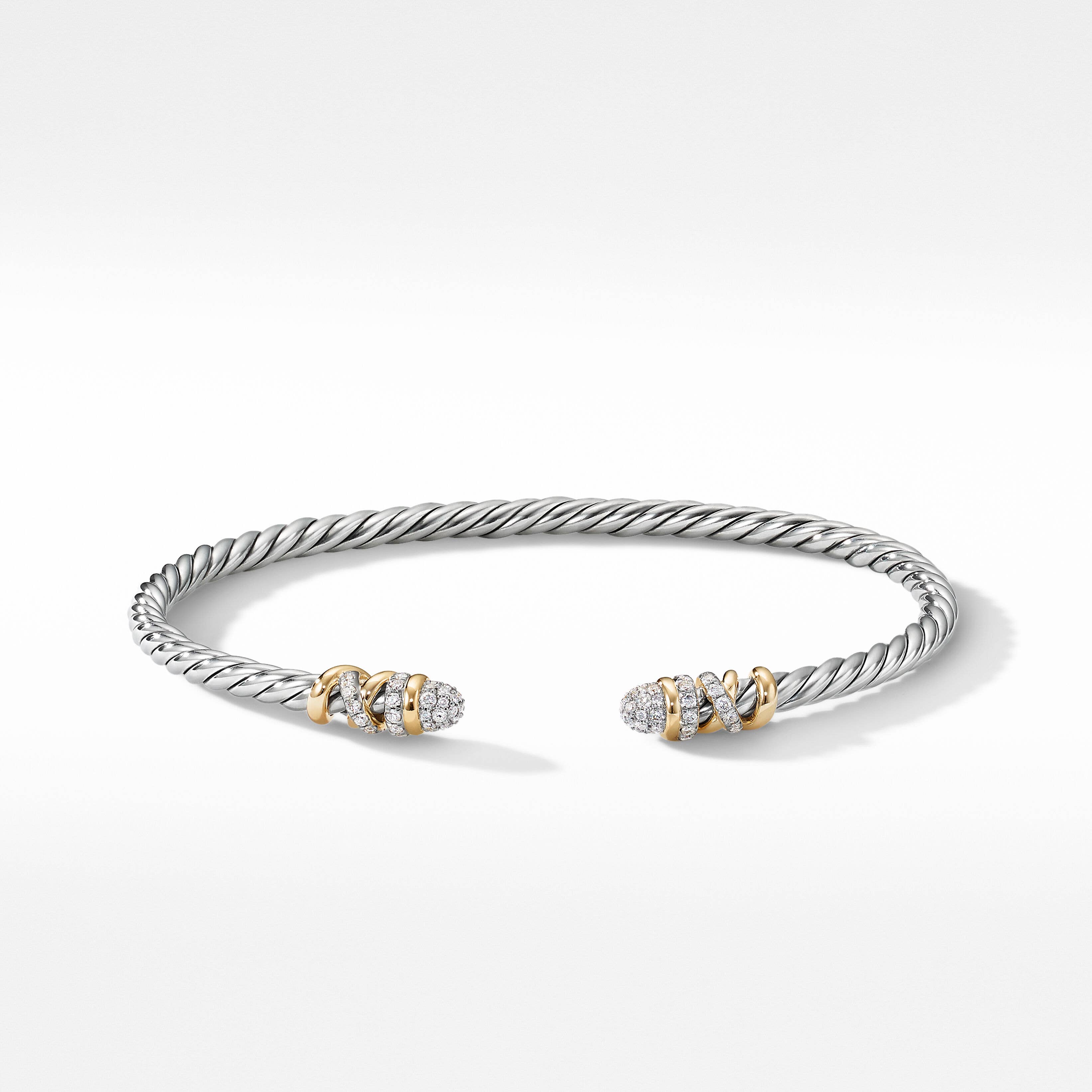 Petite Helena Bracelet in Sterling Silver with 18K Yellow Gold and Pavé Diamonds