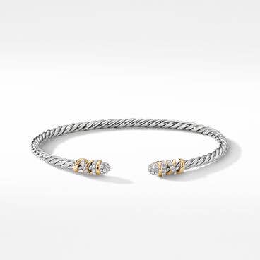 Petite Helena Bracelet in Sterling Silver with 18K Yellow Gold and Pavé Diamonds
