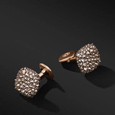 Streamline® Cufflinks in 18K Rose Gold with Reverse Set Pavé Cognac Diamonds