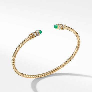 Petite Helena Bracelet in 18K Yellow Gold with Emeralds and Pavé Diamonds