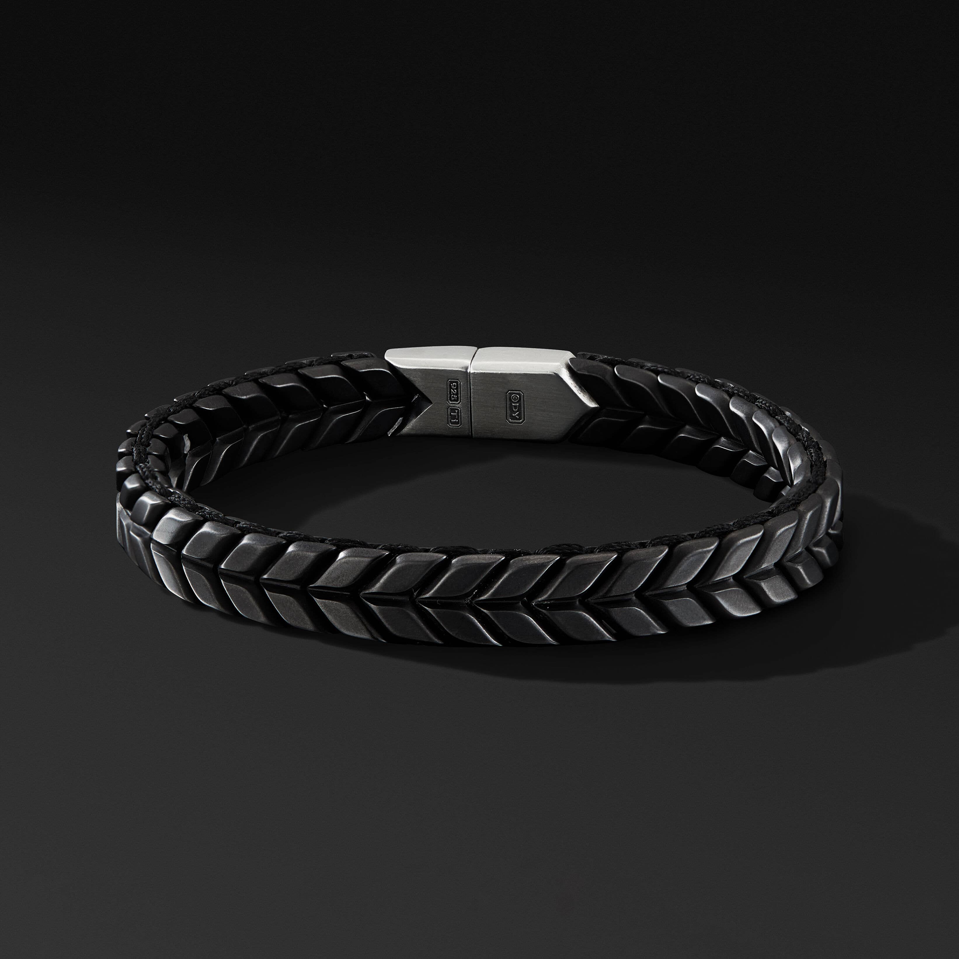 Chevron Woven Bracelet in Black Titanium