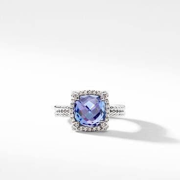 Chatelaine® Pavé Bezel Ring in 18K White Gold with Tanzanite and Diamonds