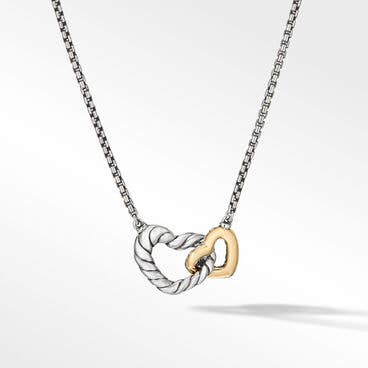 Cable Collectibles® Interlocking Heart Necklace with 18K Yellow Gold