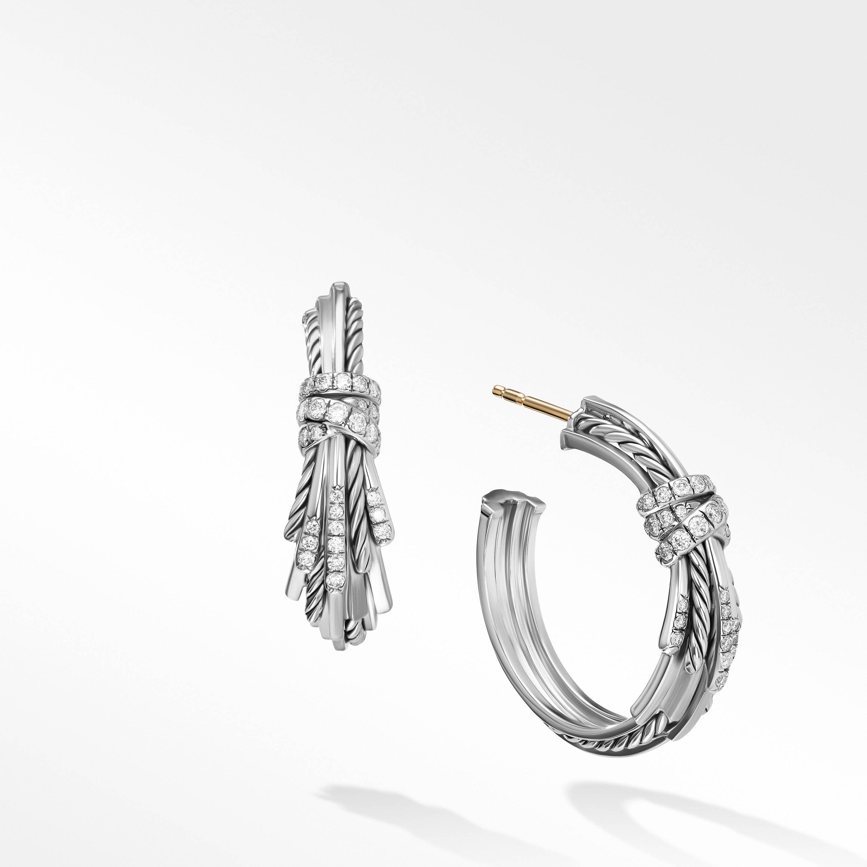 Angelika™ Hoop Earrings in Sterling Silver with Pavé Diamonds