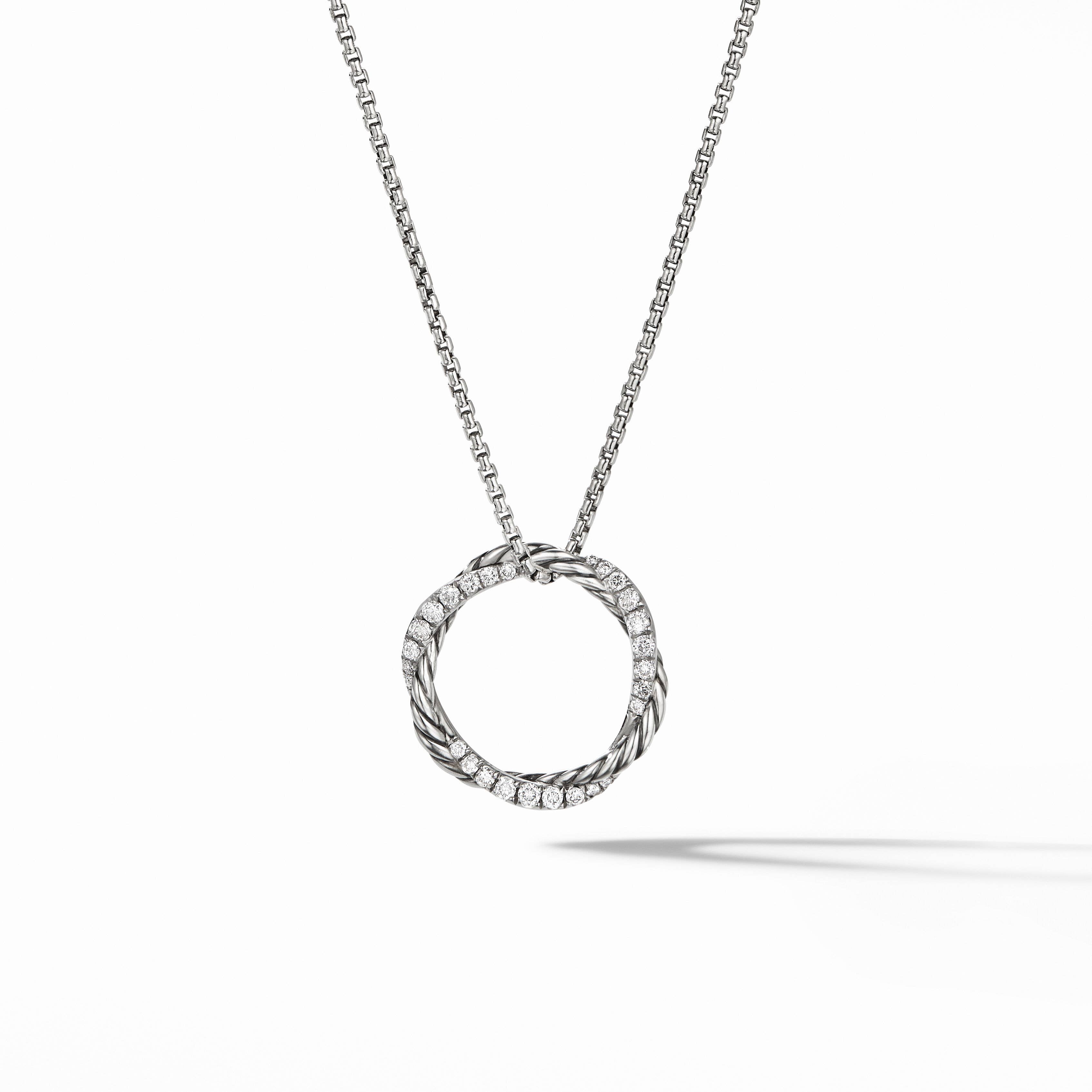 Petite Infinity Pendant Necklace in Sterling Silver with Pavé Diamonds